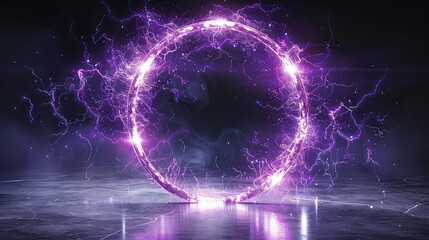 n abstract image of an inner circle on a dark background, in the style of navy and magenta, double lines, animated gifs, sparse, angular linework, lightningwave, intricate patterns, by AI
