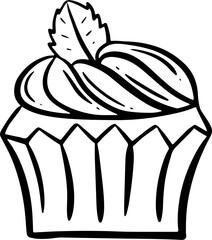 Cupcake outline illustration vector