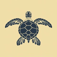 Fototapeta premium Vibrant Flat Design Illustration of a Sea Turtle On a Light Background