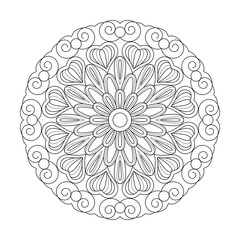 Decorative circle floral ornament mandala design in ethnic oriental style