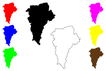 East Hampshire Non-metropolitan district (United Kingdom of Great Britain and Northern Ireland, ceremonial county Hampshire or Hants, England) map vector illustration, scribble sketch map