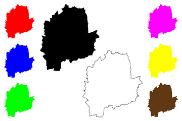 East Hertfordshire Non-metropolitan district (United Kingdom of Great Britain and Northern Ireland, ceremonial county Hertfordshire or Herts, England) map vector illustration, scribble sketch map