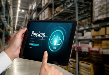 Backup Storage Data Internet Technology Business concept. Database storage cloud technology file...
