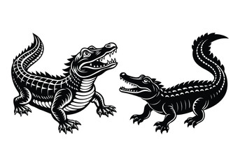 Obraz premium Stylish Crocodile Silhouette Vector Art Illustration for Bold and Striking Designs