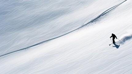 Serene Skiing: Graceful Solitude on a Powdery Slope