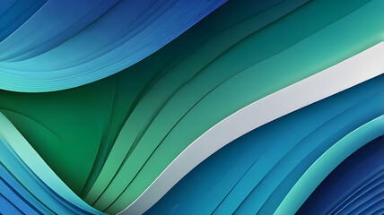 A background featuring flowing, wavy lines and gradients of blue and green