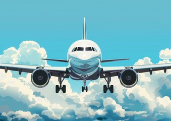 Naklejka premium Airplane in Flight Illustration - Travel and Aviation Concept