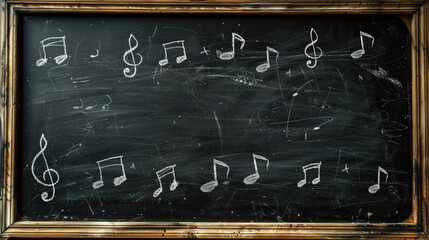 Chalkboard Music Vintage classroom chalkboard with musical notes and space for writing