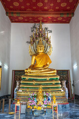 One landmark of Wat Phra Chettuphon Wimon Mangkhalaram Ratchaworamahawihan in Bangkok, Thailand. A...