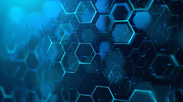 Digital blue hexagon technology background for design works. hexagonal elements. Medical, technology or science design. - Powered by Adobe