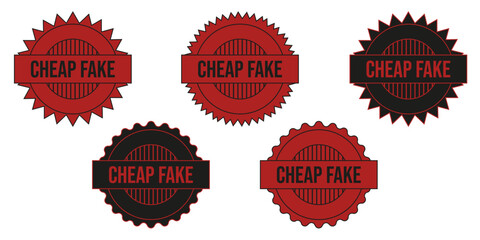Set of Cheap Fake Stamp isolated white background. Fake marking design collection. Simple vector illustration can used document, news, web and social media design. Editable stroke. EPS 10