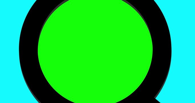 Magnifying glass wipe zoom transition greenbox on blue. Good for making zoom.
