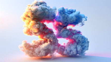 Fototapeta premium Vibrant Colorful Clouds Forming the Number 5 with Sunset Hues on Isolated White Background