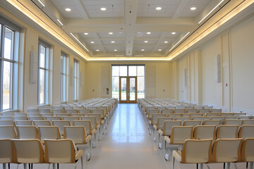 Fototapeta premium Public Policy Lecture Hall: Governance Gold and Regulatory Excellence