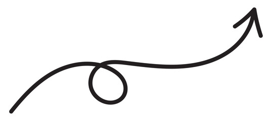 Twisting doodle arrow. Thin hand drawn icon. Line curved arrow .Line doodle arrow icon . Brush doodle arrow icon .hand drawn Arrows icons Set. arrow icon with various direction. eps 10