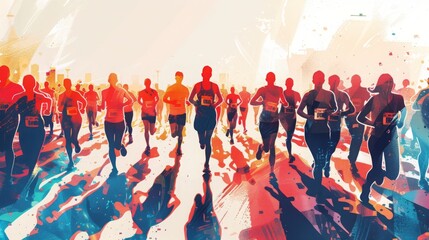 Obraz premium Running Silhouette Abstract Art.