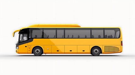 yellow coach bus isolated with drop shadow