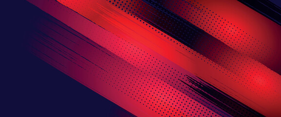 Halftone dots red and blue color pattern gradient grunge texture background. Dot pop art comic sport style vector illustration