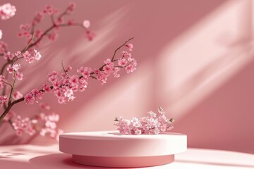 Pink flower arrangement on table