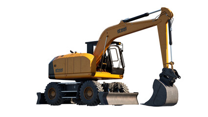 excavator  isolated on white
