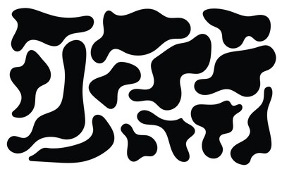 Set of different blotch shapes. Random abstract liquid shapes, round abstract organic elements. Pebble, drops and blobs silhouettes. Simple rounded shapes. Vector illustration in eps 10.