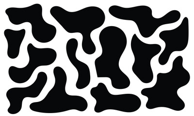 Set of different blotch shapes. Random abstract liquid shapes, round abstract organic elements. Pebble, drops and blobs silhouettes. Simple rounded shapes. Vector illustration in eps 10.