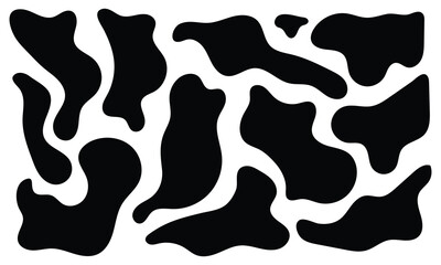 Liquid abstract organic blob shapes set. Wavy elements bubbles and drops in trendy y2k style. Random blob shapes. Organic blobs set. Rounded abstract organic shapes collection in eps 10.