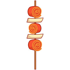 Vector Illustration of Grilled Street Food. Asian Street Food with Cartoon Style.