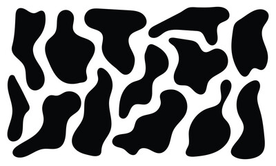 Liquid abstract organic blob shapes set. Wavy elements bubbles and drops in trendy y2k style. Random blob shapes. Organic blobs set. Rounded abstract organic shapes collection in eps 10.