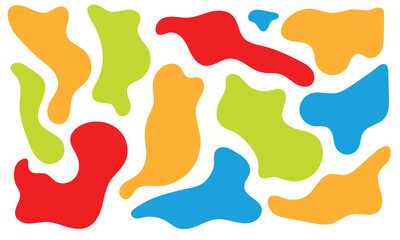 Colorful liquid blobs and organic shapes on beige background. Trendy pattern in doodle style. Minimalist design with basic shapes on white background in eps 10.