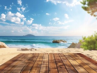 Fototapeta premium Beachside wooden deck