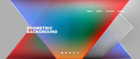 Metal triangles with colorful bright triangles. Geometric modern minimalist design template