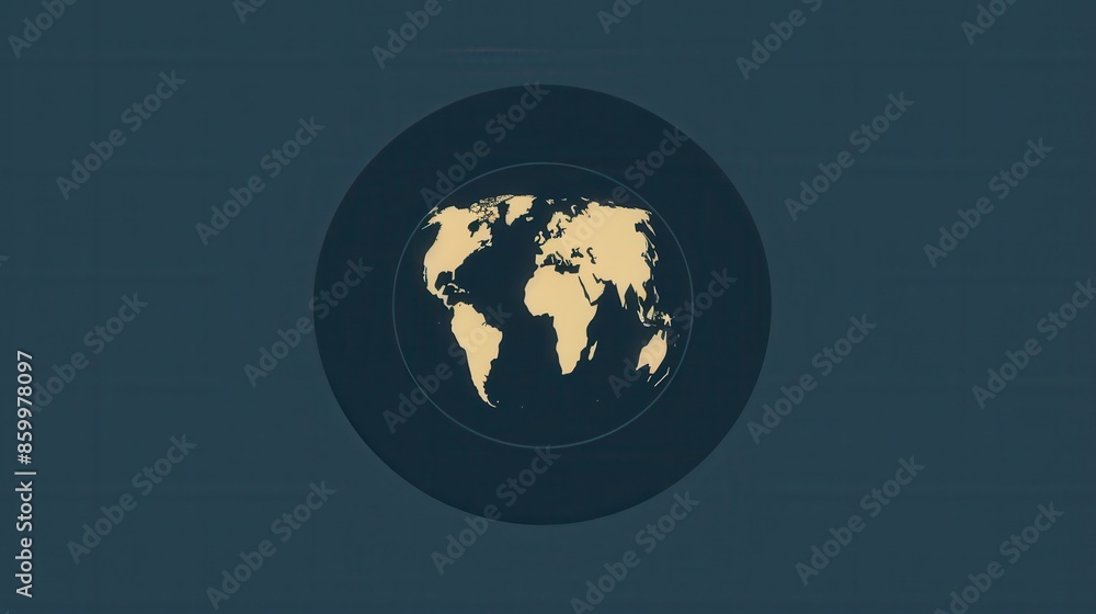 Aufkleber a minimalistic illustration of a globe with continents in a muted color palette. perfect for travel 
