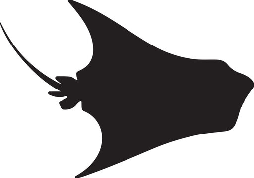 black manta ray silhouette on white clip art preview