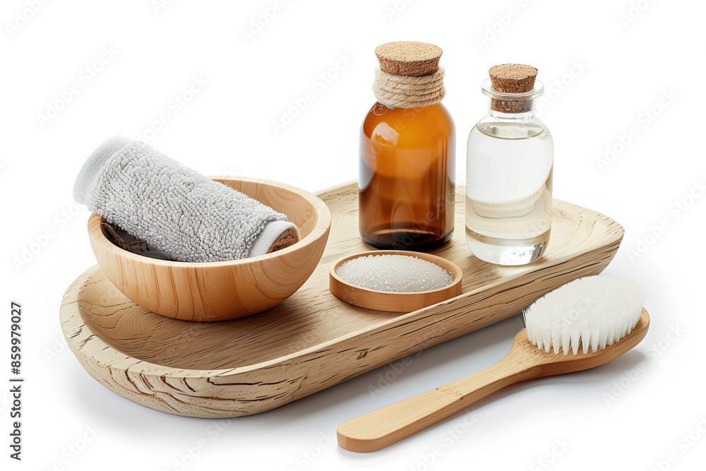 Poster spa product arrangement isolated on a white background. created with generative ai technology.