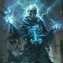 Fototapeta premium Digital Illustration of a Fantasy Figure in a Futuristic Space Age bone generative AI