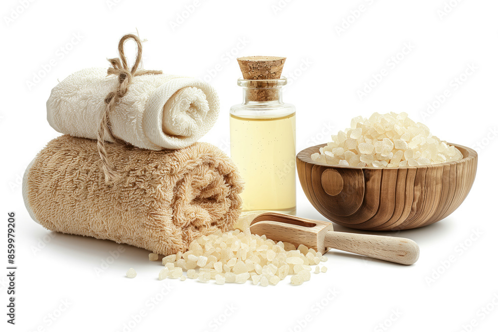 Poster spa product arrangement isolated on a white background. created with generative ai technology.