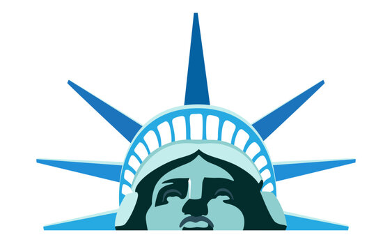 Statue of Liberty, 148 years old. USA Independence Day. Portrait of the Statue of Liberty. Blue design, USA holiday. National symbol of America New York, banner, advertising. Vector illustration