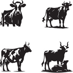 cow black and white assets silhouette 