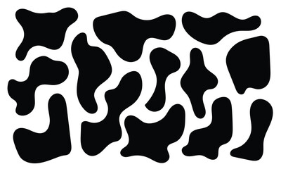 Liquid abstract organic blob shapes set. Wavy elements bubbles and drops in trendy y2k style. Random blob shapes. Organic blobs set. Rounded abstract organic shapes collection in eps 10.