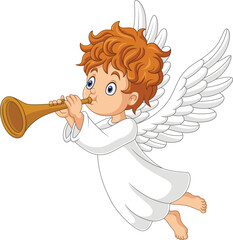 Cartoon angel blowing trumpet
