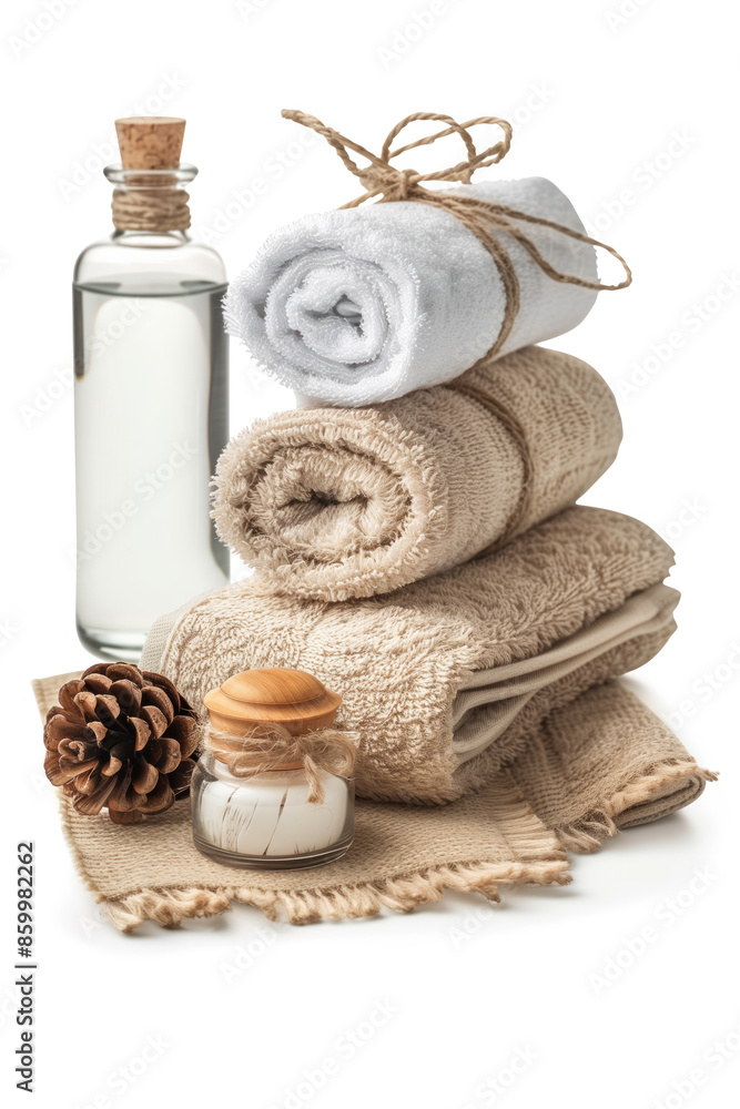Poster spa product arrangement isolated on a white background. created with generative ai technology.