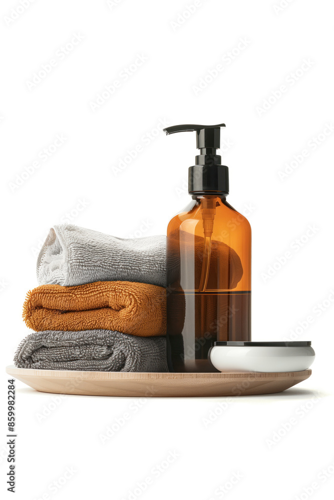 Poster spa product arrangement isolated on a white background. created with generative ai technology.
