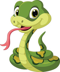 Illustration of funny green snake
