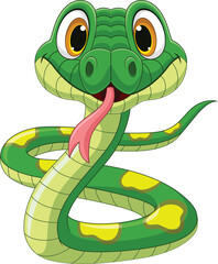 Illustration of funny green snake
