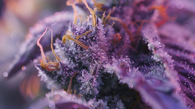 Purple Haze THCa: Ultra-Realistic Cannabis Photography. Generative AI