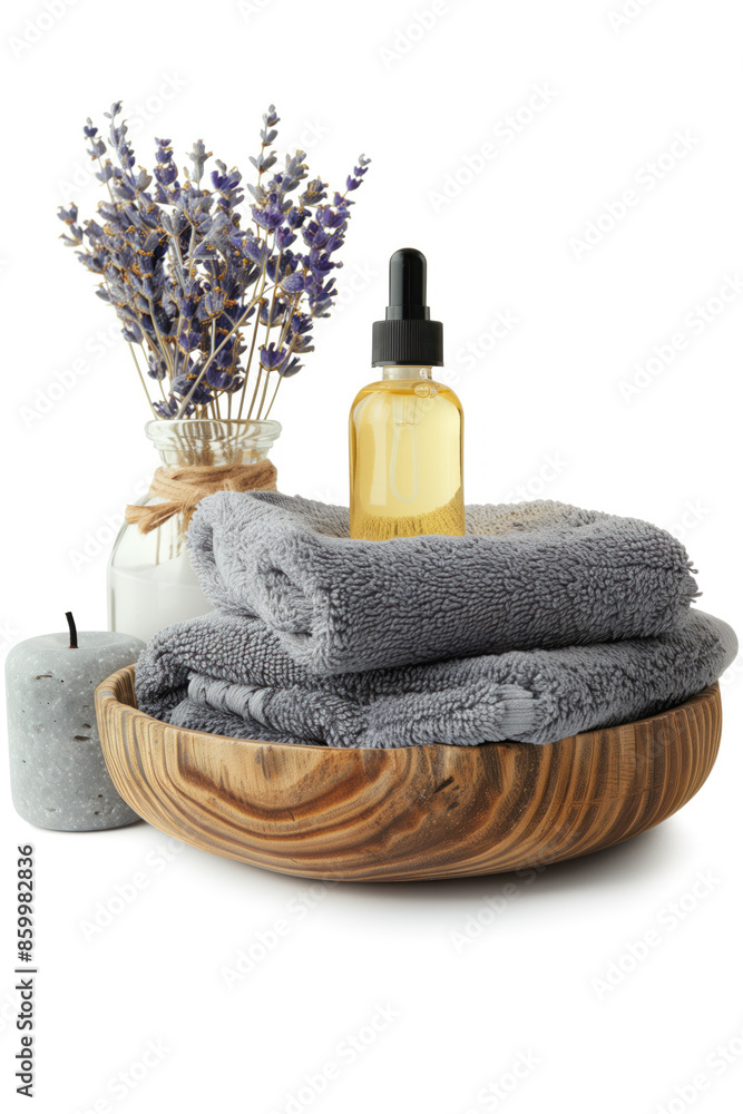 Poster spa product arrangement isolated on a white background. created with generative ai technology.