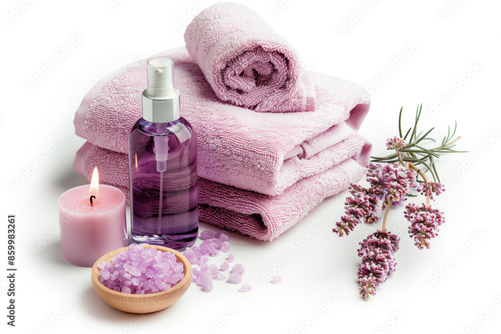 Poster spa product arrangement isolated on a white background. created with generative ai technology.