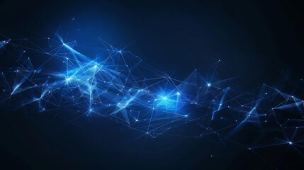 Dark abstract background with blue light and connected lines
