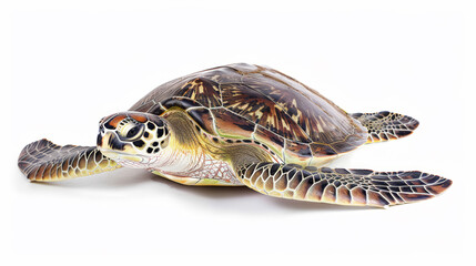 Obraz premium Graceful Sea Turtle on White. Generative AI